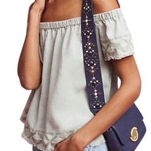 Anthropologie Cloth & Stone Caprera Off The Shoulder Embroidered Blouse